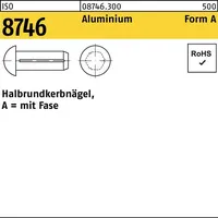 Industrial Quality Supplies ISO 8746 Halbrundkerbnägel, mit Fase Leichtmetall