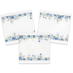 Canvas-Coupon Bordüre "Blaue Blumen", weiß/blau