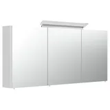 Posseik PSPS140CM1000101DE Spiegelschrank, inklusive LED-Designlampe und Glasregalen, weiß, intensiv glänzend, 140 cm x 62 cm x 17 cm