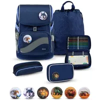 Belmil Smarty Plus Premium Schulranzen Set "Topographic" - Blau