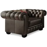 Möbel-Eins CHESTERFIELD Echtleder Sessel BRADFORD, antikbraun - 2 Jahre Gewährleistung - mind. 14 Tage Rückgaberecht - Braun