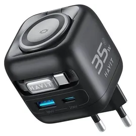 Havit UC250 A-EU - GaN-Reiseladegerät mit ausziehbarem Kabel (schwarz)
