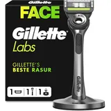 Gillette Labs Herrenrasierer + 1 Rasierklingen-Nachfüller, mit Peeling-Bar, inklusive Premium-Magnetständer