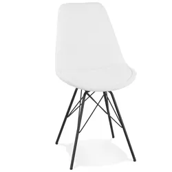 Designerstuhl Metall mit Textil Bezug | Esszimmerstuhl Gepolstert Weiß | Industrieller Stuhl mit Komfort | Modernes Design | Kadima Design