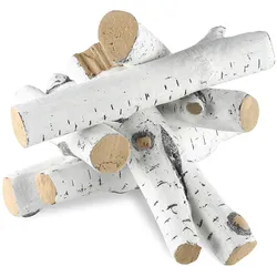 VEVOR 6er-Set Keramikholz Dekoholz aus Keramikfaser Deko Kaminholz Max. Betriebstemperatur bei 1000 °C Birkenholz-Aussehen ca. 97-103mm lang Keramik-Dekorations-Holzscheite für Bioethanol-Öfen