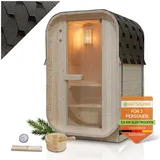 Artsauna Fasssauna Nolvik S für 1 bis 2 Personen, mit 3,6 kW Ofen & Zubehör für Garten, Cube Design