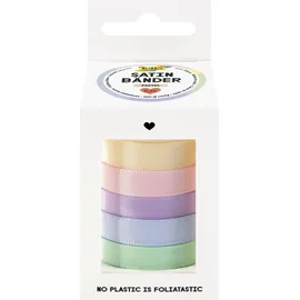 Folia Geschenkband PASTELL satiniert pink, orange, gelb, grün, blau 10,0 mm x 4,0 m