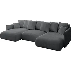 altdecor Ecksofa Cord 6-Sitzer Dunkelgrau