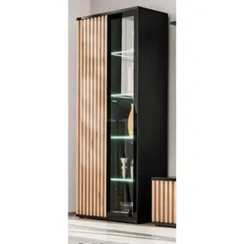 furn.design Vitrine Morgan 80 x 40 x 192 cm Schwarz