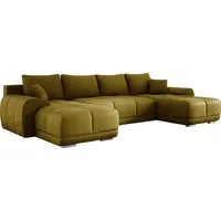 Ecksofa SCARLO U mit Schlaffunktion 180x360 cm, Sofa U-Form mit Bettkasten, Polsterecke, Wohnlandschaft, Sofa XXL, Samtstoff - Gelb MH48 - Gelb