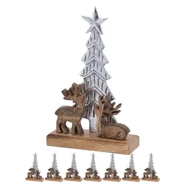 mvg voglrieder möbelcollection gmbh Weihnachtsbaum mit Hirschen 20 x 31 cm braun/silberfarben
