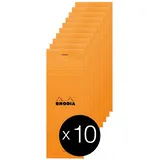 Rhodia 8600C - Packung mit 10 Notizblöcken Einkaufsblock No.8 7,4x21cm 80 Blätter liniert 80g, Orange, 1 Pack