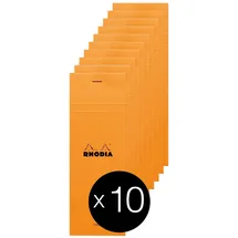 Rhodia 8600C - Packung mit 10 Notizblöcken Einkaufsblock No.8 7,4x21cm 80 Blätter liniert 80g, Orange, 1 Pack
