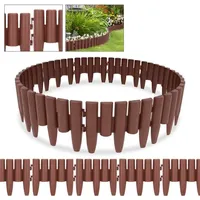40 Stück Rasenkante Holzoptik Beeteinfassung Mähkante Beetumrandung Kunststoff für Garten, Wiese 11,2m Braun - Swanew