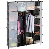 Relaxdays Kleiderschrank 10021971_46 145 x 180 x 36,5 cm Schwarz/Transparent