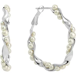 Paar Creolen FIRETTI "Schmuck Geschenk Silber 925 Ohrschmuck Ohrringe", bunt (silberfarben, weiß), Ohrringe, Damen, Silber 925 (Sterlingsilber)-Perlen, Silber 925 (Sterlingsilber), Perlen, mit Süßwasserzuchtperle