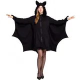 Spooktacular Creations Damen Schwarz Fledermaus Reißverschluss Hoodie Halloween Kostüm für Erwachsene (Small)