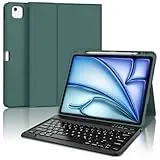 IVEOPPE Tastatur für iPad Air 13 2024 (M2), Hülle mit Tastatur für iPad Air 13", Magnetisch Abnehmbare Bluetooth QWERTZ Tastatur für iPad Air 13 Zoll (M2) 2024, Dunkelgrün