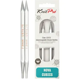 KnitPro Nova Cubics: Knitting Pins: Circular: Interchangeable: Special: 7.00mm, Messing, Silver, 7mm