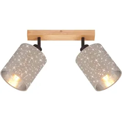 BRILONER LEUCHTEN Deckenspot "Spotleuchte, taupe, Holz, 2xE27 exkl.", holz, grau, Lampen, Deckenspot