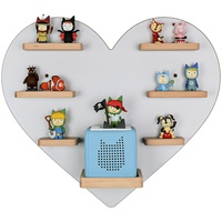 MR TEDDY BEAR Kinderregal Herz | Holzregal für die Toniebox und Tonies | Tonie-Regal hergestellt in der EU | Wandregal zum Spielen und Sammeln | Für Mädchen und Jungen | Grau