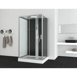 SANOTECHNIK BOSTON Komplettdusche mit Schiebetür 90 x 215 cm grau/schwarz/silber