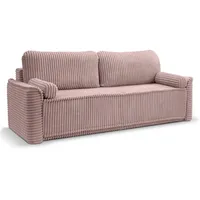 furnling Schlafsofa Grubo, inkl. 2 Rücken- und Zierkissen, funktionale Couch mit ausziehbarer Liegefläche aus hochwertigem Cord rosa
