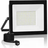 Bellanny LED Strahler Außen 100W 10000LM Scheinwerfer, 6500K Kaltweiß Fluter Flutlicht | IP66 Wasserdicht Wandstrahler Baustrahler mit Stecker, Aussenlampe Wandleuchten für Garten Garage Hof Werkstatt