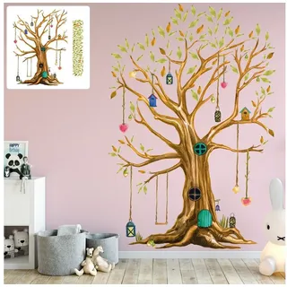 Sunnywall Wandtattoo XXL Wandtattoo Baumhaus Baum Sunnywall EXKLUSIV Set Kinderzimmer braun