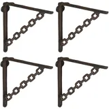 Relaxdays Regalwinkel, 4er Set, Gusseisen, Ketten-Motiv, Winkel Regalträger, HxBxT: 18,5 x 4 x 22 cm, Regalhalter, braun