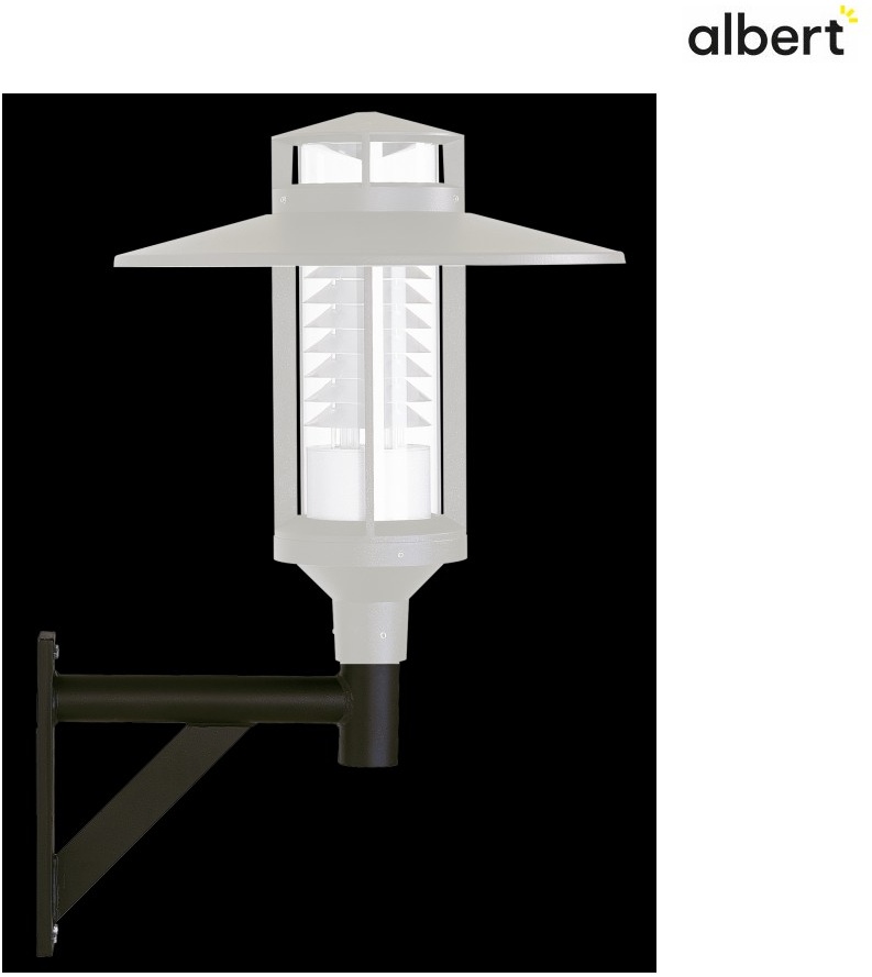 Albert Wandarm Typ Nr. 1008 für Outdoor Mastaufsatzleuchten mit Zopfmaß Ø 7.6cm, 1-fach, Tiefe 42cm, schwarz ALB-661008