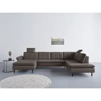 Wohnlandschaft INOSIGN "Birkholm U-Form", grau (anthrazit), B:347cm H:83cm T:226cm, 100% Polyester, Sofas, Wohnlandschaft, Armlehnverstellung, auch in Easy Clean Bezug - mit Wasser zu reinigen