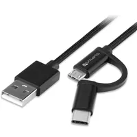 4smarts Micro-USB & USB-C Kabel ComboCord 1m, Textil Schwarz