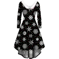 KOG Weihnachtskleid Damen Vintage Langarm Minikleid Weihnachtskleider für Damen Blusenkleid Damen Kleider Kleid Frauen Rockabilly Kleider Christmas Dresses Meine Bestellungen Anzeigen Schwarz XXL - XXL