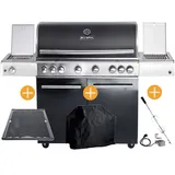 ALLGRILL CHEF Paket XL2 Backburner Seitenkocher Steakzone GRATIS: Cover, Grillplatte, Spieß