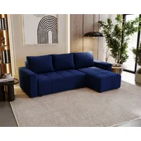 Fun Möbel Ecksofa Schlafsofa NOHA in Stoff Kronos Dunkelblau Ottomane Rechts - Blau