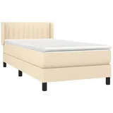 vidaXL Boxspringbett mit Matratze Creme 90x190 cm Stoff