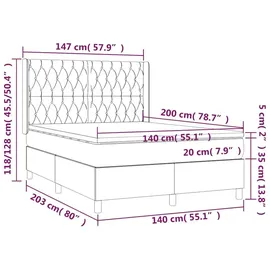 vidaXL Boxspringbett mit Matratze & LED Dunkelblau 140x200 cm Samt