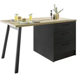 BASIC by Balculina Kücheninsel TURIN I in schwarz/Artisan Eiche