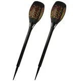 bc-agentur 2er Pack LED- Gartenfackel Solar ( ca. 50cm hoch ) LED-Lampe 1,2V 300mAh Akku, inkl. Erdspieß, Solarlampe Flammenlicht