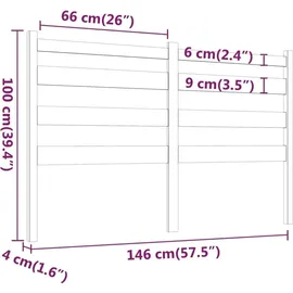 vidaXL Kopfteil Grau 146x4x100 cm Massivholz Kiefer