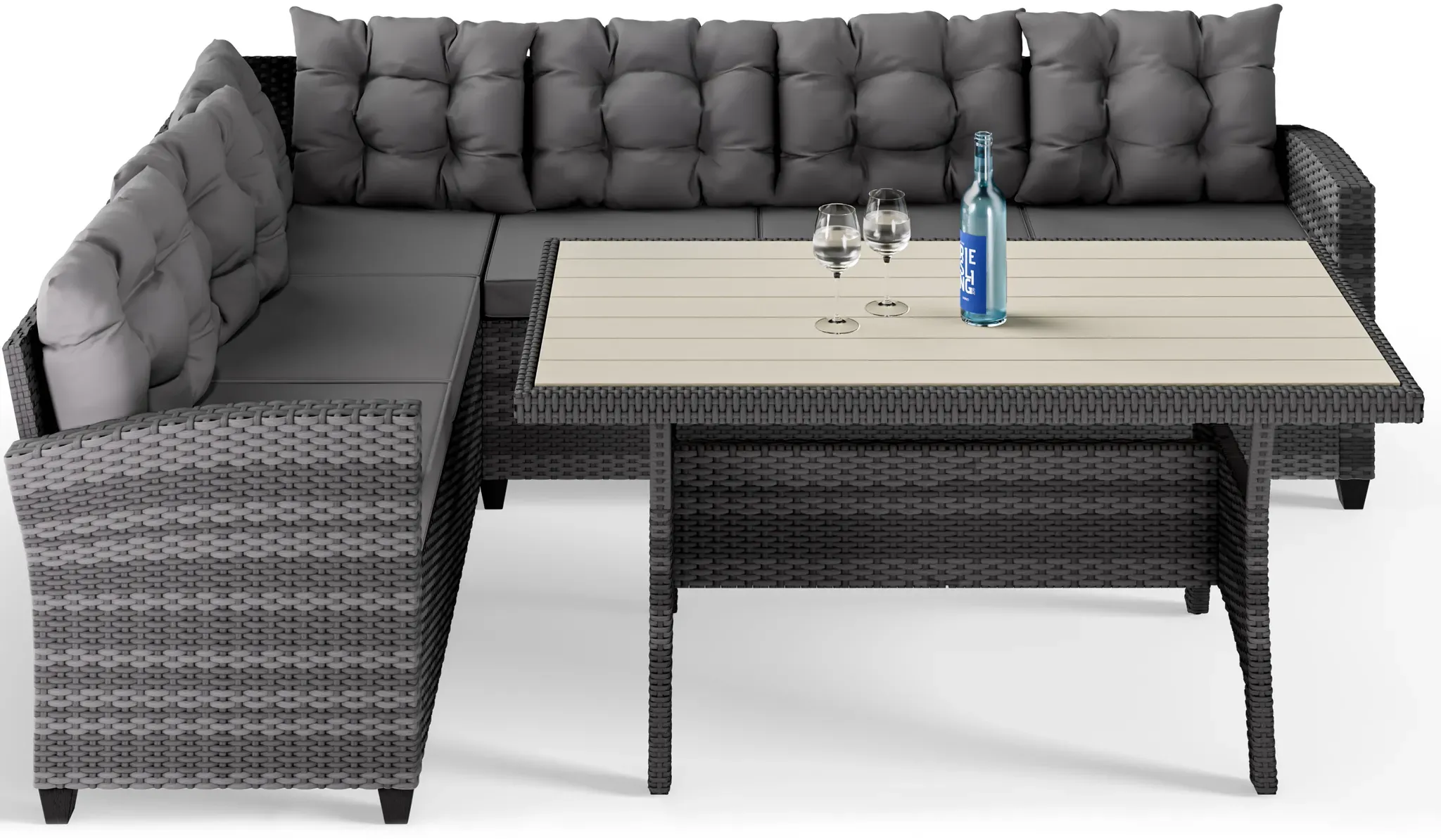5 Seater Rattan Corner Dining Set Lisbon Grey/Anthracite