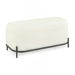 Sitzbank Beige Stoff mit Metallbeinen | Polsterbank für Wohnzimmer Schlafzimmer Flur | Designer Bank mit Gepolsterter Sitzfläche | Kadima Design