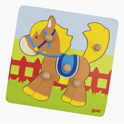 goki Konturenpuzzle Puzzle Pferd, 5 Puzzleteile, nicht so schwer für kleine Kinder bunt
