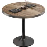 BL | Bistrotisch | Ø:H 70 x 76 cm | Edelstahl Rand | Sheesham / Schwarz | Rund