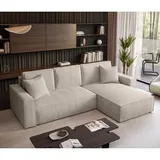 beautysofa Ecksofa Parys L-form Polsterecke mit Schlaffunktion und Bettkasten 290 cm Sofa l-förmig, Farbe: Beige, Poso 100 - Beige