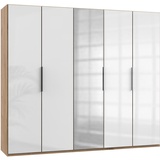 WIMEX Level 250 x 216 x 58 cm Plankeneiche Nachbildung/Weißglas mit Glas- und Spiegeltüren