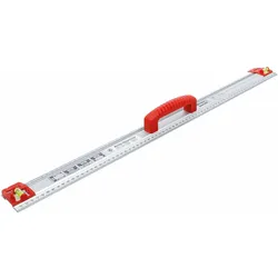 BGS TECHNIC Schneid- und Markierlineal, mit Griff und Wasserwaage, 750 mm