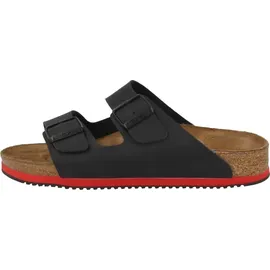 Birkenstock Arizona Superlauf, Birko-Flor, schwarz/rot, schmal, Größe 47