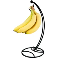 Relaxdays Bananenhalter Metall 33,5 x 15 cm Schwarz